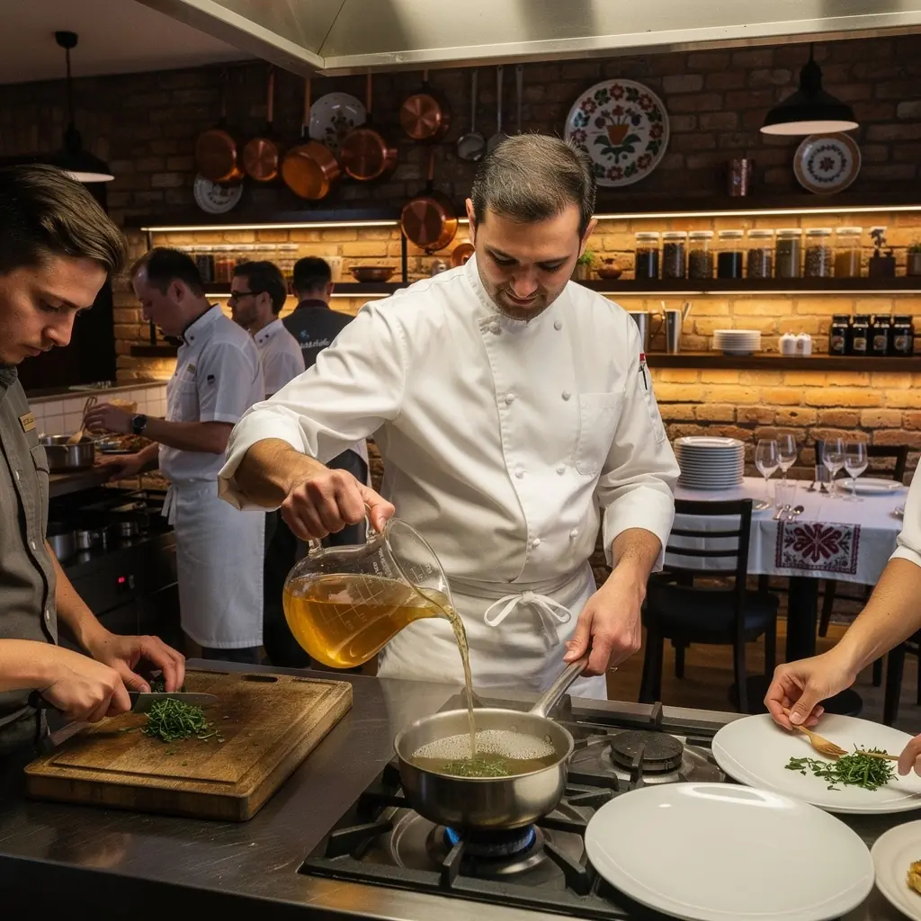 Édes majoránna tea, friss gyógynövényekkel díszítve.